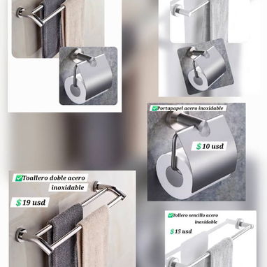 Toalleros sencillos y dobles y portapapeles para el baño - 6/6