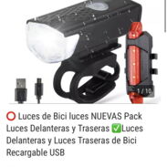 GANGA Luces de bici LED  ,kit de luces bicicleta delantera y trasera IMPERMEABLES+RECARGABLES USB  -50077831 - Img 44640184