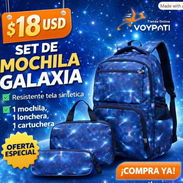 🌌 ¡Conjunto escolar de mochila, lonchera y cartuchera con diseño de galaxia! - Img 56895108