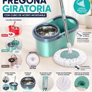 Fregona Giratoria de Limpieza con Cubo de Acero Inoxidable (cv) - Img 52587775