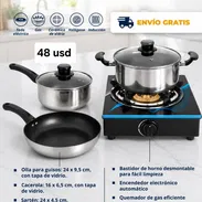 Juego de calderos 5 piezas + cocina de gas de 1 hornillas con envío incluido, yoafadia 💯 - Img 57534098