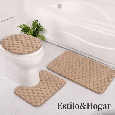 *🚽Juego de Alfombra de Baño de 3 Piezas*   👉Por debajo material Antideslizante  - textura suave... - 2/2