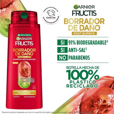 š„ Rebaja! Set Shampoo / Acondicionador Garnier Fructis Borrador de daƱo POST QUĆMICA 650 mL - Img 115589316