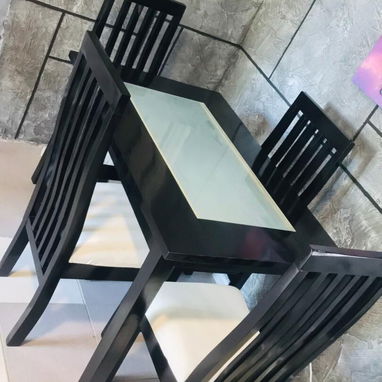 Juegos de Comedor de Madera Sólida y Cristal (Mesa + Sillas) - Img 119207854
