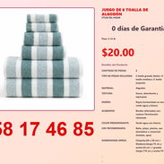 JUEGO DE 6  TOALLA DE ALGODÓN - Img 54823283