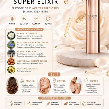 SUPER ELIXIR ABSOLUTO 25ml✨Sérum para rostro, cuerpo y cabello✨ Alta gama con 15 aceites ✨ - 2/3