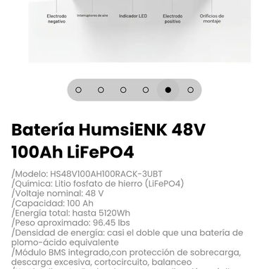 Batería HumsiENK 48V 100Ah LiFePO4. Modelo: HS48V100AH100RACK-3UBT - 5/6