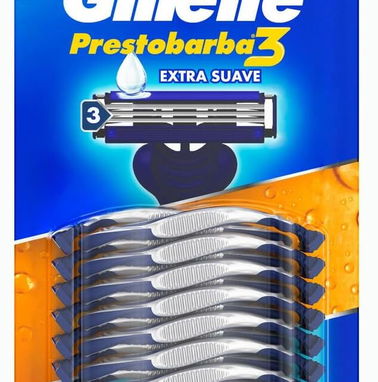 MAQUINA DE AFEITAR DESECHABLE GILLETTE, PRESTOBARBA 3, EXTRA SUAVE, 16 PZ - Img 77595521