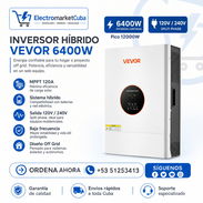 Inversor Híbrido VEVOR 6400W 12000W Pico Baja Frecuencia 48V a 120V/240V Split Phase MPPT 120A /ElectroMarket - Img 55558361