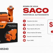 Bomba de Agua Saco 1/2 Autosebante Nueva con Garantia - Img 56099097