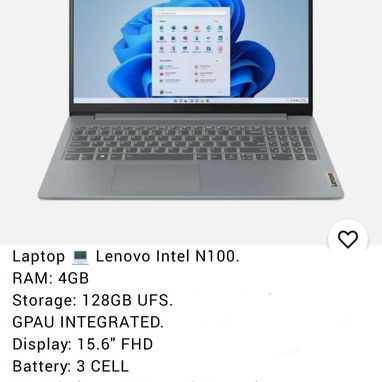 馃捇馃憯馃帀 PROMOCI脫N ESPECIAL D脥A 馃捇REGALA ECONOMIA Y EFICIENCIA CON LA LAPTOP LENOVO INTEL N 100 鈽濓笍BASICA PERO MODERNA. - Img 123241343