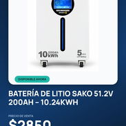 Batería de Litio SAKO 51.2V 200Ah – 10.24kWh - Img 57651811