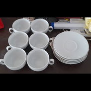 Juego de 6 tazas blancas con platos - Img 57613454