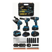 Kit Combinado 3 Herramientas Inalámbricas YHTOX 21V Brushless 6000mAh Taladro Percusión Impacto Amoladora con Batería y - Img 57530049
