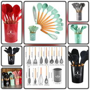 🛒 Juegos de 12 utensilios de cocina de silicona con mango de madera - Img 57947367