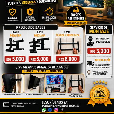 *SOPORTES PARA TV FUERTES, GIRATORIOS Y SEGUROS.* #basesTV. #soportes. #televisores. ⬛WhatsApp: https://wa.me//+53580447 - 2/6