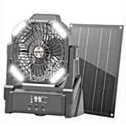 Ventilador portátil Spin-X con luces led+ panel solar de 10w,sellado en caja - Img 53975032