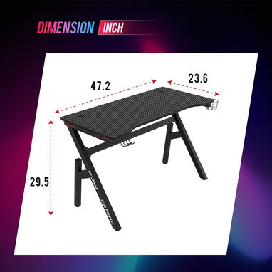 🎮🖥️ MESA GAMING 47" BESTOFFICE FIBRA DE CARBONO ROJA CON PORTAVASOS Y SOPORTE AURICULARES ENVÍO DISPONIBLE* + GARANTÍA - Img 110788039