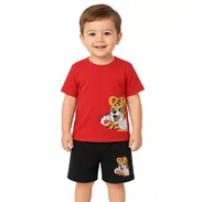 Conjunto Infantil Camiseta Tigre Roja Short Negro Uso Diario Niño - Img 58269426