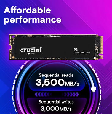 Solido Crucial P3 1TB PCIe Gen3 3D NAND NVMe M.2 SSD, hasta 3500MB/s. contacte 51748612 - Img 82569362