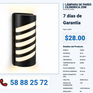 LÁMPARA DE PARED CILÍNDRICA 20W VPT-0201 - Img 55992632