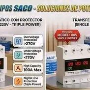 ⚡ TRANSFER AUTOMÁTICO CON PROTECTOR DE LÍNEA DIGITAL – 3 POLOS – 110V/220V – SACO – $90 USD ⚡ - Img 57992886