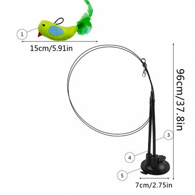 JUGUETE PARA GATOS / Vara interactiva con pájaro y plumas - Img 126464737