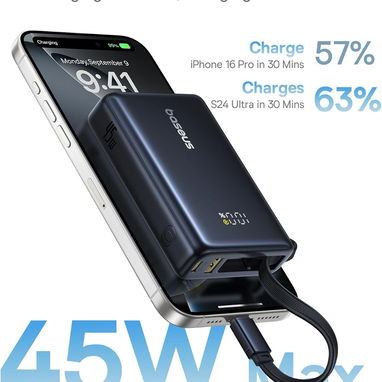 POWER BANK BASEUS PICOGO 10000MAH 45W USB-C CABLE INTEGRADO ENVÍO DISPONIBLE + GARANTÍA - 3/9