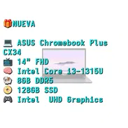 LAPTOP 🎁NUEVA📦CAJA, ASUS Chromebook Plus (CX3402CVA-WS388T-GR), 14" Tactil, Intel Core i3-1315U, 8GB DDR5, 128GB SSD - Img 58002031