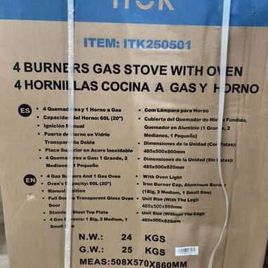 Cocina ITOK 4 hornillas con horno nueva en caja 220 USD - Img 126344289