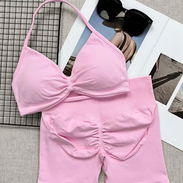 🎀💗 CONJUNTO PARA MUJER 💗🎀 ✨ ¡Coqueto, cómodo y perfecto para crear un look moderno! 👚 Top con tirantes finos 🩳 S - Img 57962768