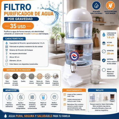 Jarra filtro de agua Manual.filtro de agua x gravedad envío x 2 usd a cualquier municipio - 2/2
