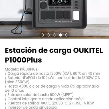 Estación de carga OUKITEL P1000Plus Modelo: P1000Plus - Img 116737971