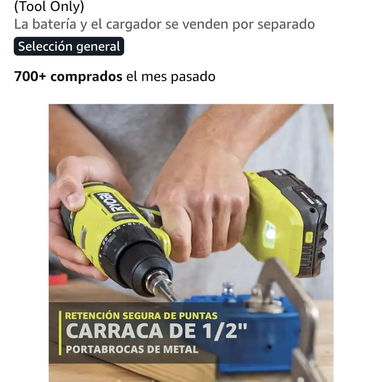 Taladro Ryobi 100 usd + 20 bateria litium - 4/5