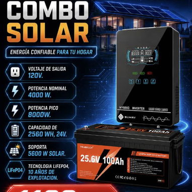 Combo Solar inversor Sumry + batería LiFePO4 24v 100ah - Img 124810567