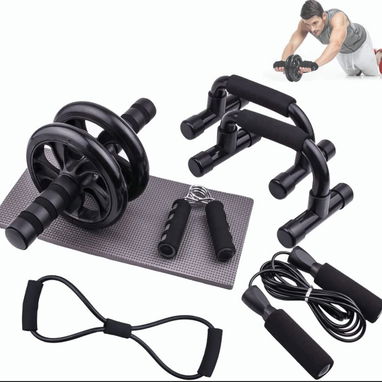 Kit de ejercicios rodillo abdominal barras push-up ejercitador suiza nuevo en caja 54321470 - Img 96352078