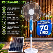 Ventilador recargable con panel solar. Se acepta pago en moneda nacional - Img 55924309