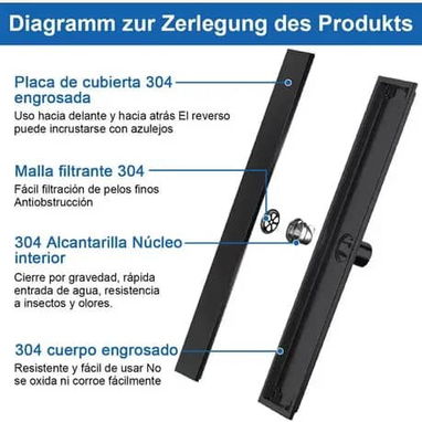 Desagüe _ drenaje piso 🎀 color negro mate 🎀 diseño moderno - Img 124432468