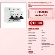 BREAKER TERMOMAGNÉTICO TRIPOLAR 100A SPC . - Img 57892425