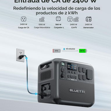 Bluetti AC200L Estación de energía portátil 2048Wh 2400W (3600W Surge) LiFePO4 ampliable a 8192Wh, Salida RV: 30A - 6/10