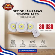 Set de tres lámparas LED sensoriales inalámbricas ,Encendido por Control Remoto - Img 57946056