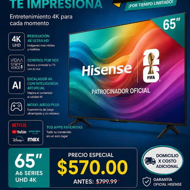 Tv JVC 4K FULL HD Hisense 65"-55"-58"-50"-43"-32" - Img 120934600