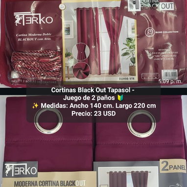 Cortinas blackout (tapasol), juego de 2 paños, varios colores y tamaños - 5/10