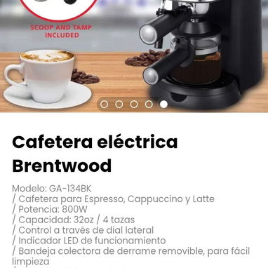 Cafetera eléctrica Brentwood. Modelo: GA-134BK - 5/5