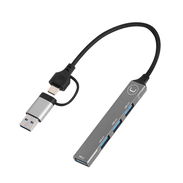 Hub Unno Tekno 2-En-1 USB-A y USB-C De 4 Puertos Aluminio Plug & Play 5Gbps Compatible Con Laptop y Teléfonos - Img 56018321