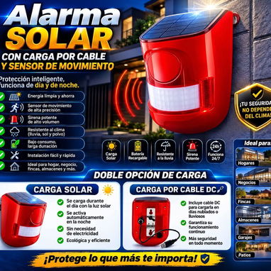 Alarmas . Sensor de movimiento ,carga x panel solar, ideales para proteger los panales, garaje, accesos ,patios,casa,etc - 5/9
