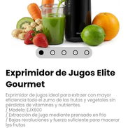 Exprimidor de Jugos Elite Gourmet. Extracción de jugo mediante prensado en frío - Img 56753843