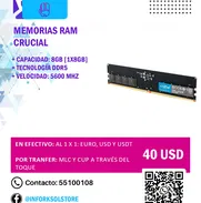 🎯 Memoria RAM Crucial DDR5 8GB - Velocidad y Rendimiento Superior 🎯 Nuevas a estrenar | 40USD - Img 48974258
