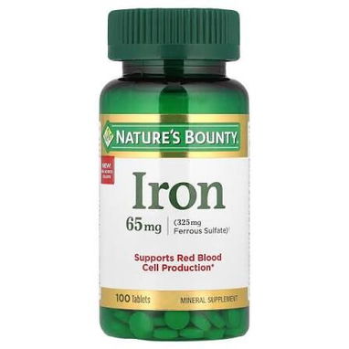 Iron ( Sulfato Ferroso ) 65 mg frascos de 100 y 180 tabletas sellado importado - Img 122237076