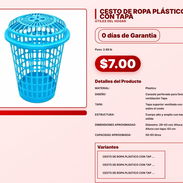 CESTO DE ROPA PLÁSTICO CON TAPA . - Img 57556284